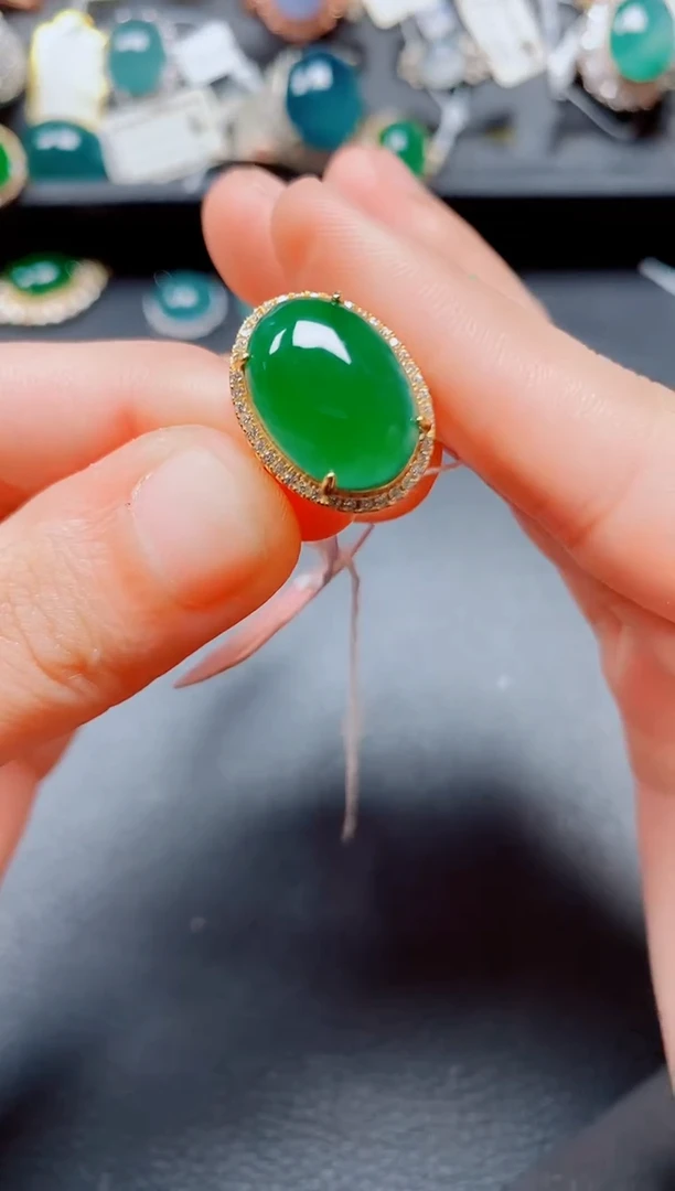 翡翠戒指银S925镶嵌翡翠