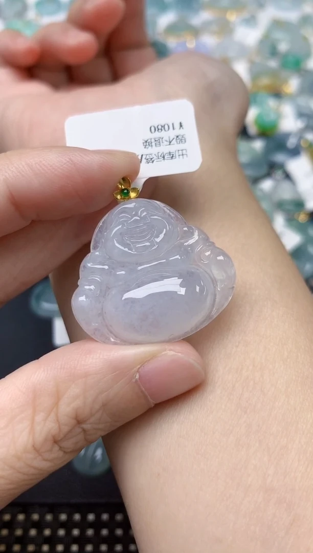 颈饰18K金镶嵌翡翠天然缅甸A货翡翠