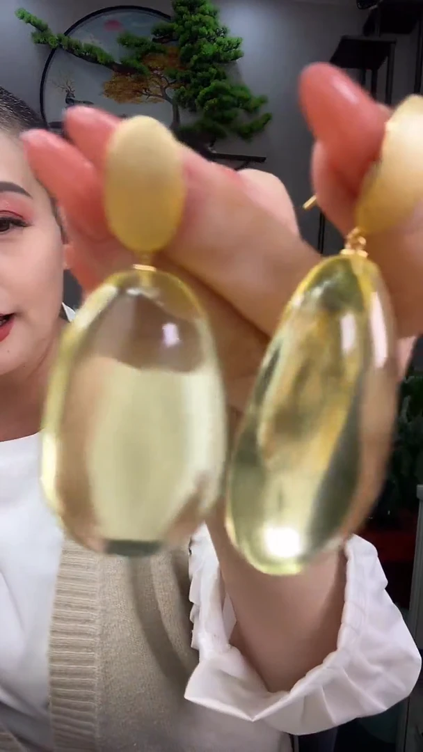 琥珀颈饰未镶嵌耳环