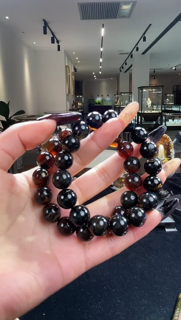 琥珀颈饰未镶嵌缅甸琥珀灵草手串12+多样性发其一