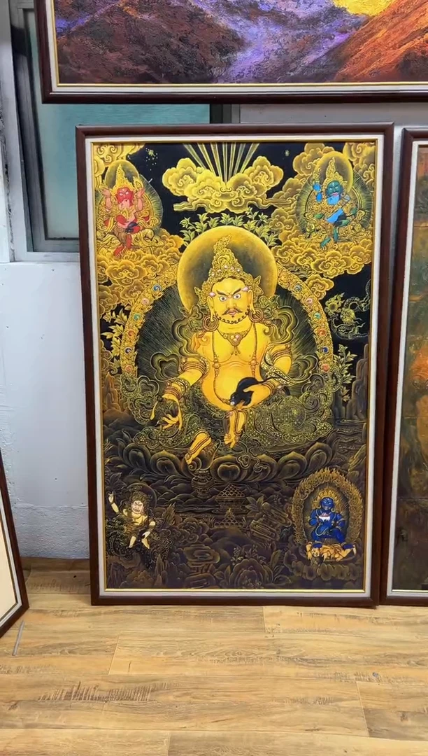 油画海***友黄财神办公室客厅茶室供台挂画油画版画