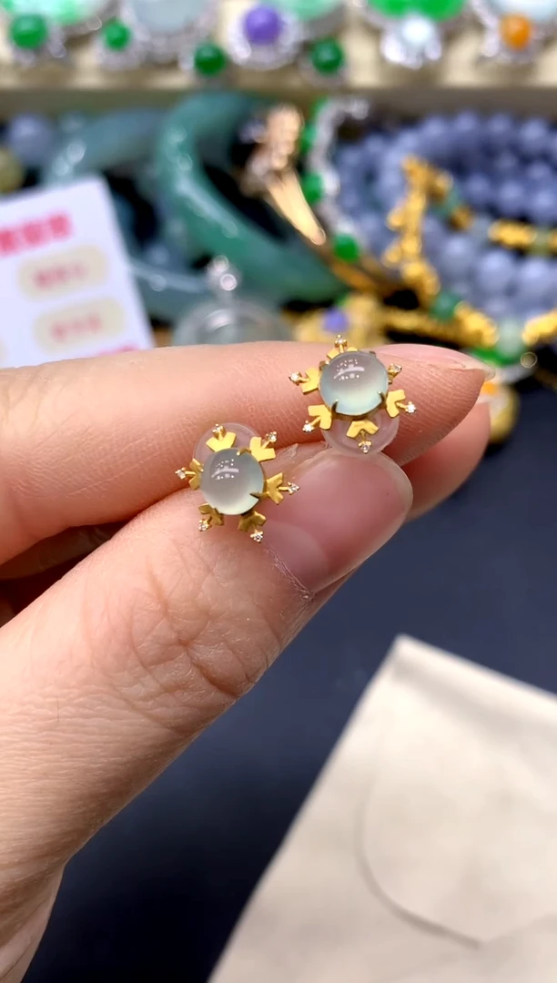 18K金镶嵌翡翠耳饰57-中国好珍宝