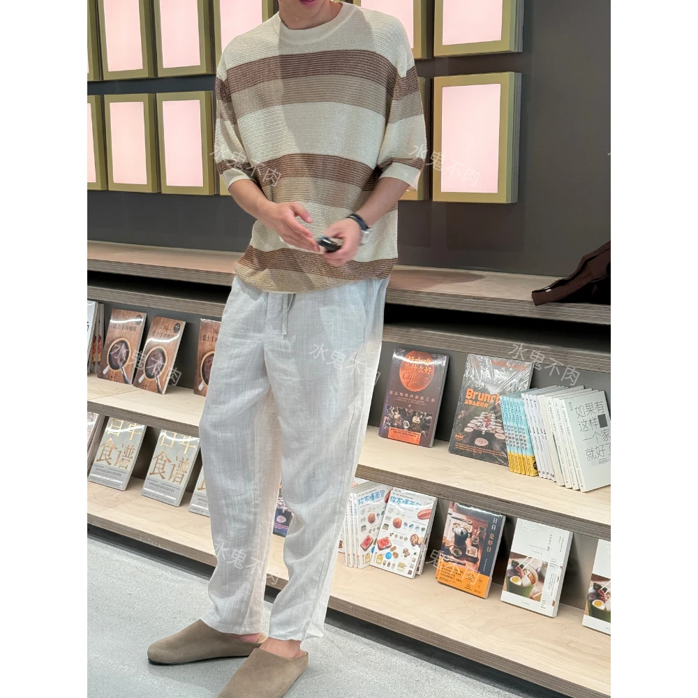 【静奢新贵】天丝亚麻男士休闲亚麻裤山本裤亲肤透气抗皱垂感春夏