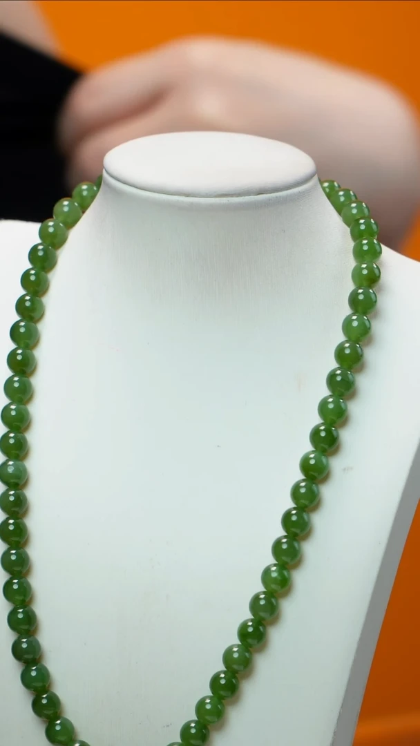 和田玉（碧玉）未镶嵌项链碧玉项链7-8mm多样性发其一
