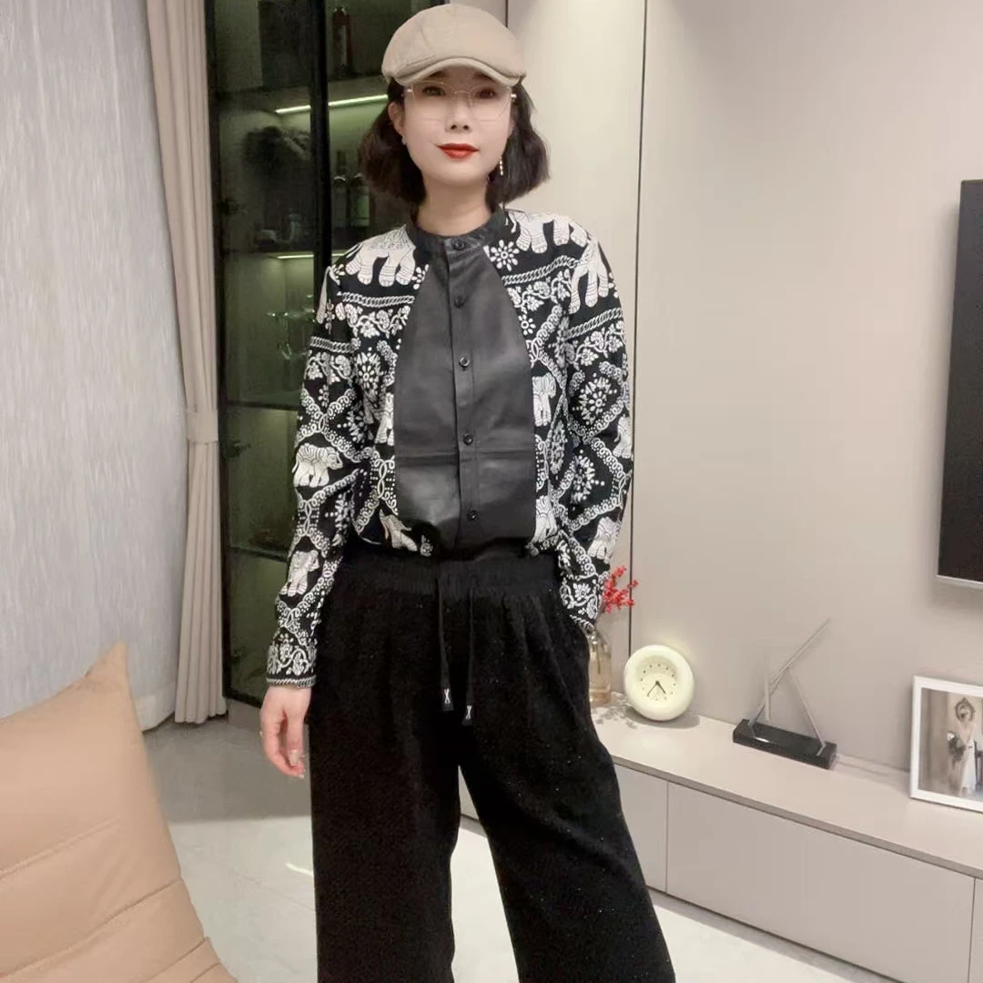 【雪儿严选】复古印花拼接衬衫105