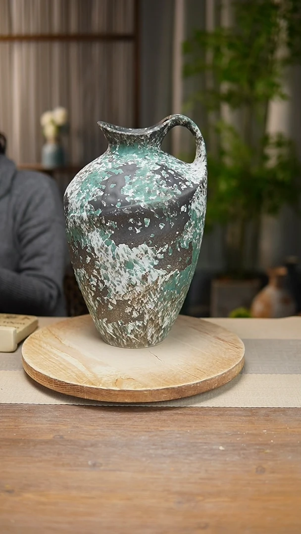 【闪购商品】陶瓷 花器涂鸦绿奶壶