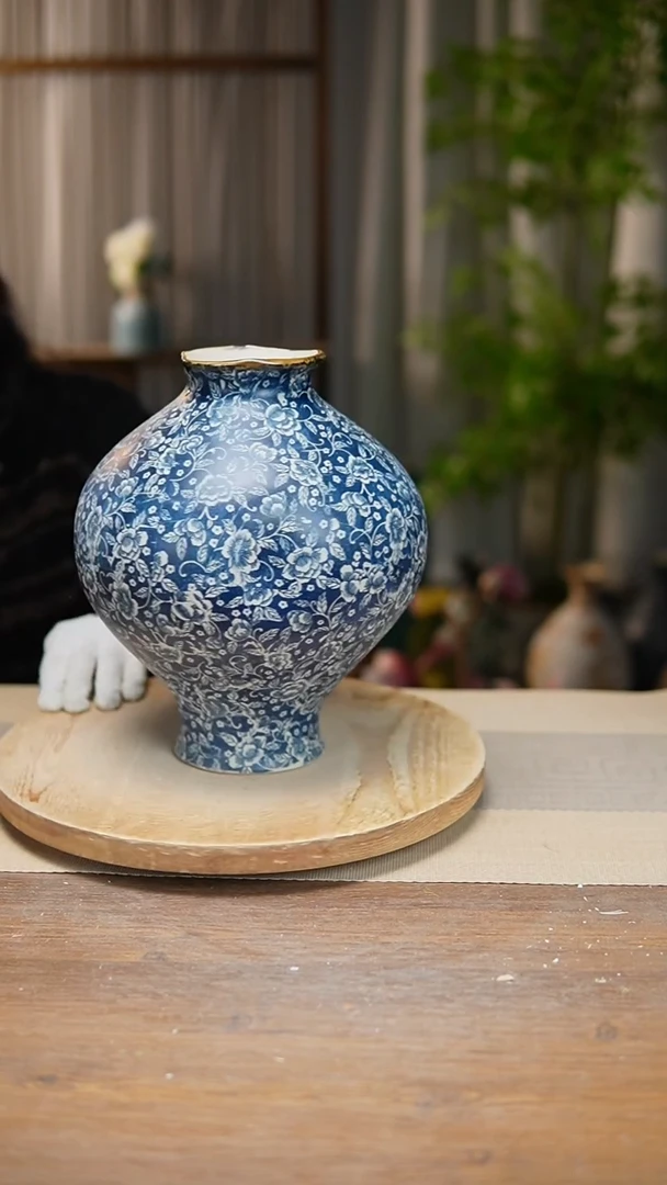 【闪购商品】陶瓷  花器青花瓷芙蓉花灯笼