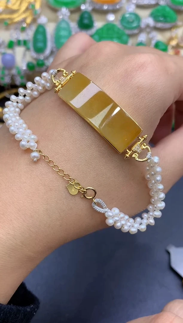 18K金镶嵌手链翡翠332-中国好珍宝