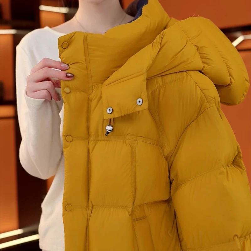 香朵儿【心想事橙】冬季时尚外套针织领袖口翻边撞色设计轻奢棉服女