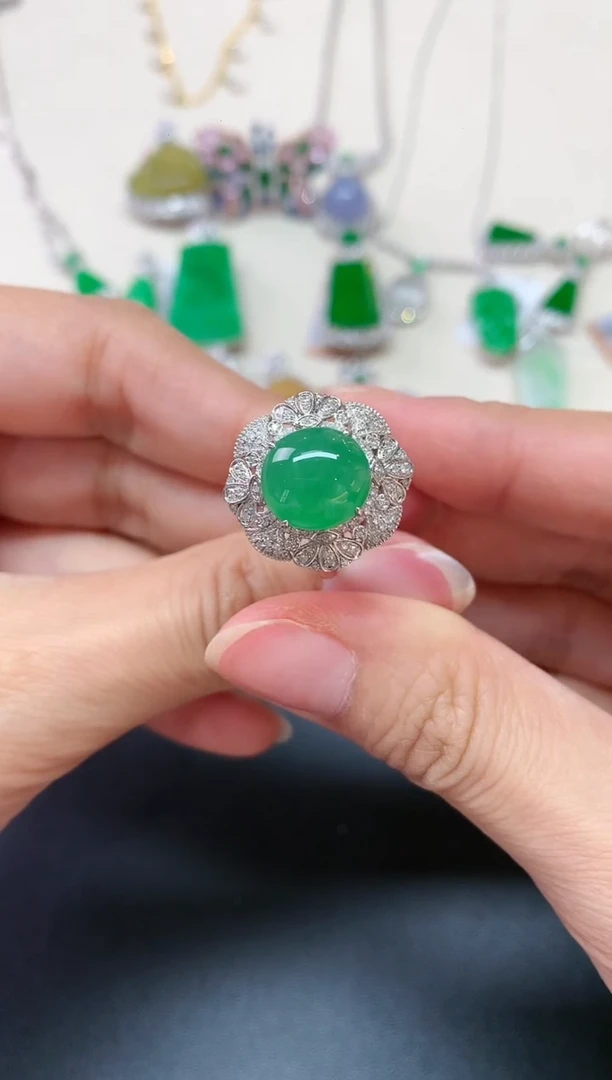 翡翠戒指18K金镶嵌A07|13800