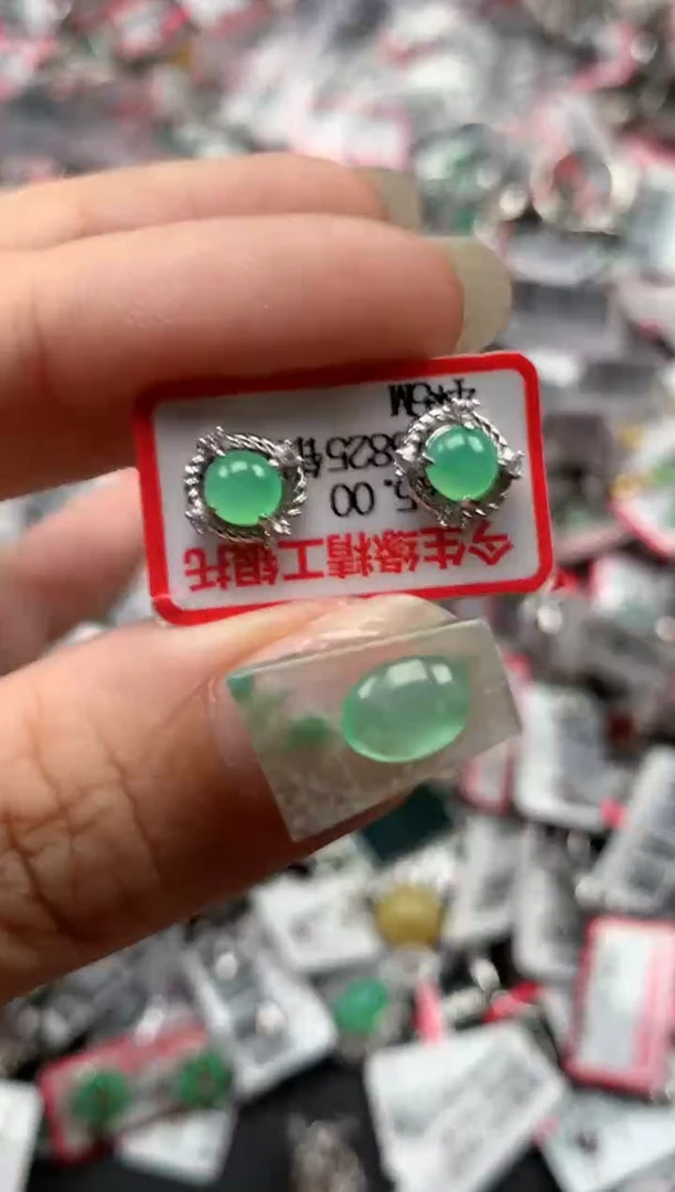 银S925镶嵌戒指翡翠天然A货缅甸翡翠