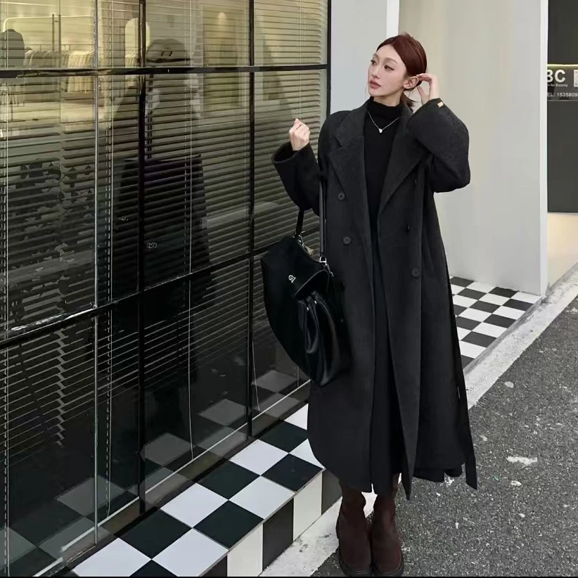 【原版爆款】简约高端毛呢外套2024秋冬新款韩系气质减龄休闲大衣