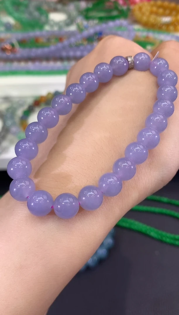 未镶嵌手串翡翠C212 紫货有色差