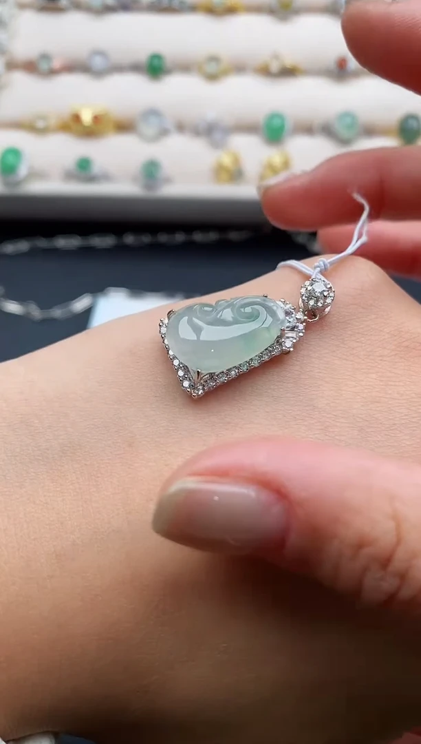 银S925镶嵌戒指翡翠888888+3