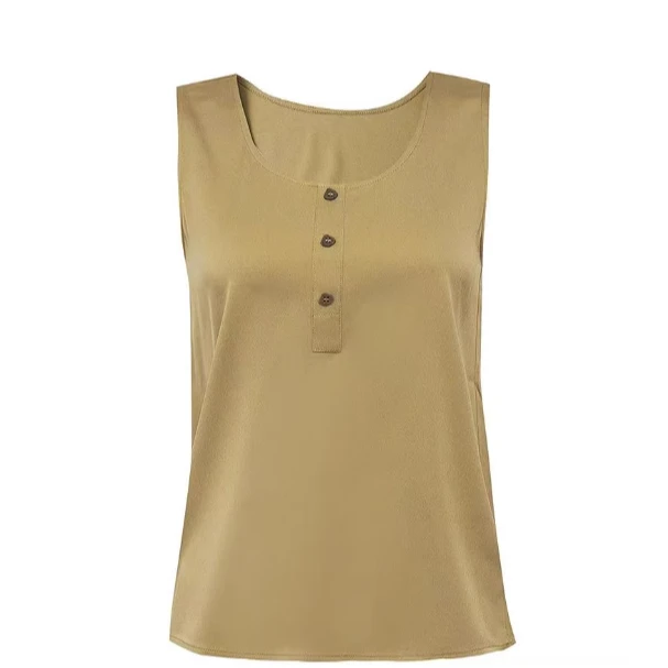 阿玛施AMASS纯色装饰扣丝质薄款套头背心530073