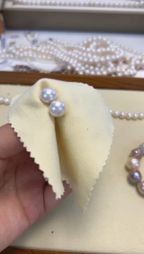 银S925镶嵌耳饰淡水珍珠无核白素钉