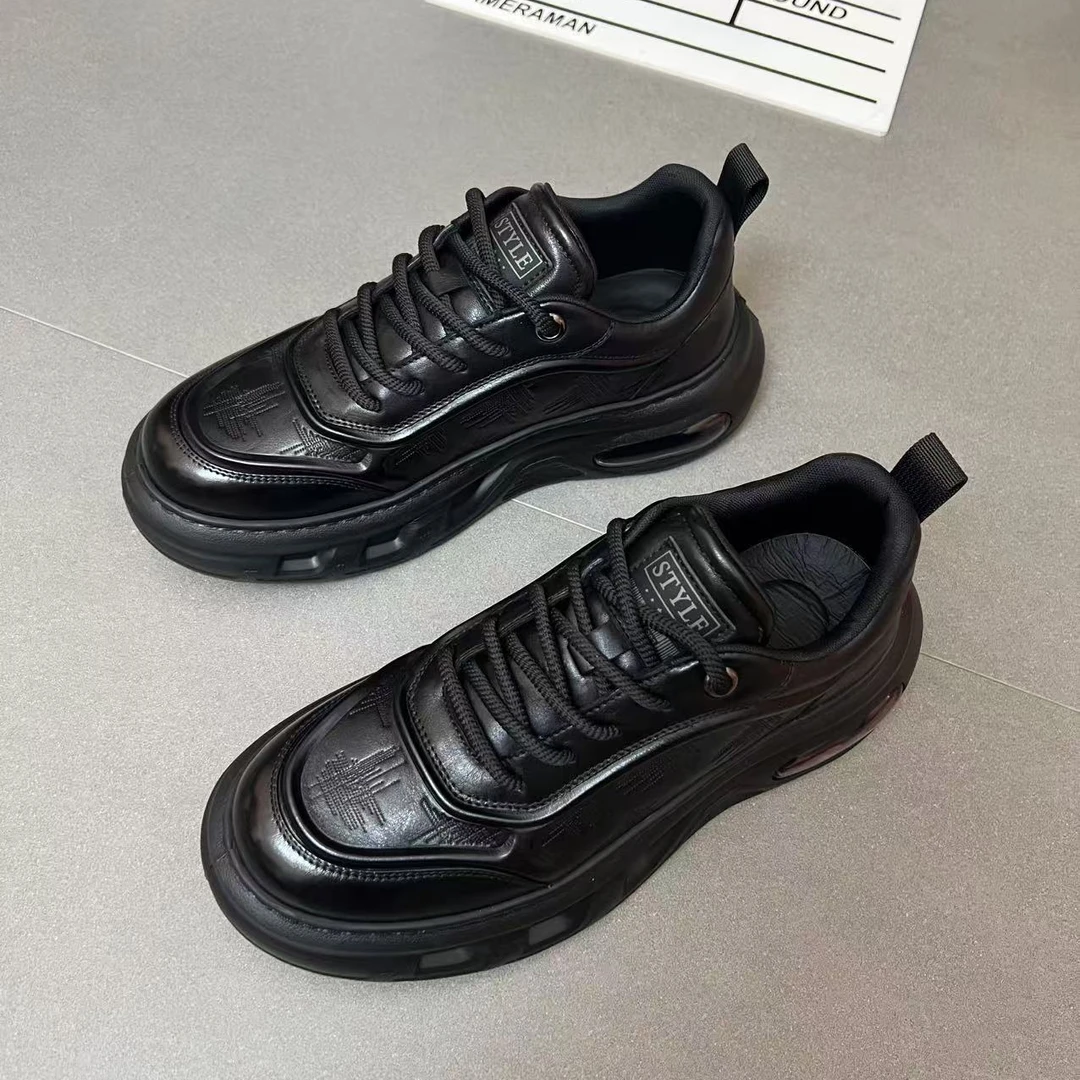 ST5372头层牛皮新款男鞋时尚舒适耐磨软底软面百搭休闲男鞋