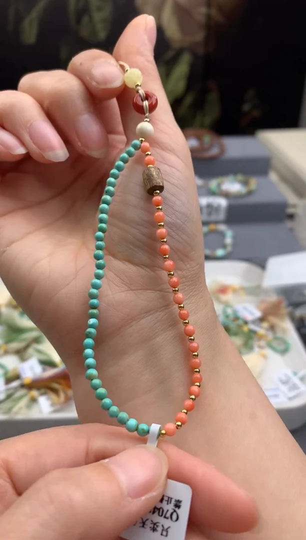 未镶嵌绿松石手机链茜.H84