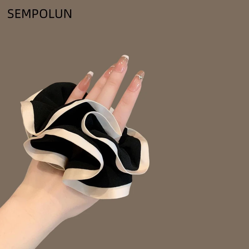 法式小香风高级感云朵肥肠圈撞色气质感丸子头发法式复古花朵发圈