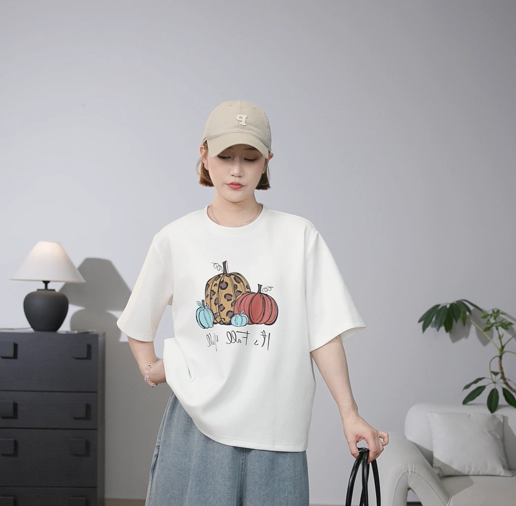 【兜兜家】韩版减龄小南瓜印花清爽上衣T恤