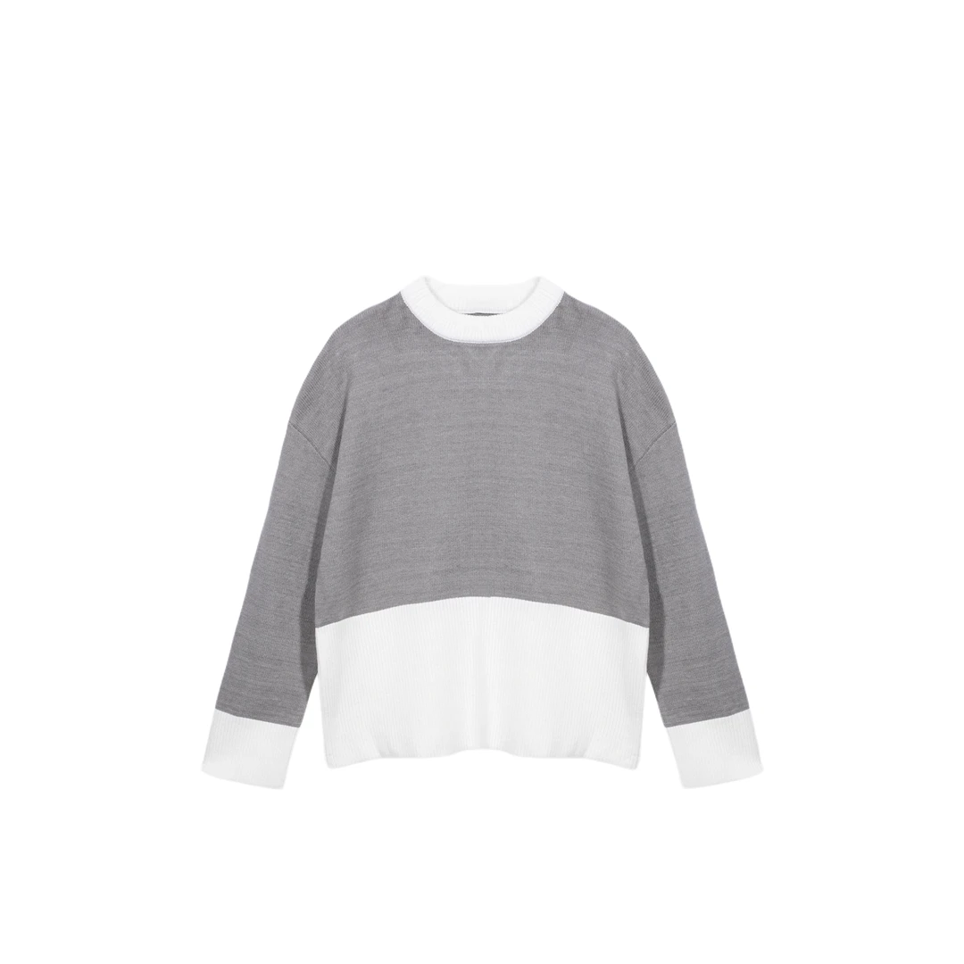 X8F5 1609 圆领套头长袖撞色毛衣