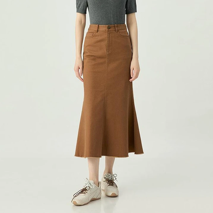 AMASS/阿玛施春夏新款显瘦蓝色牛仔中长女装半身裙 5200420-3422