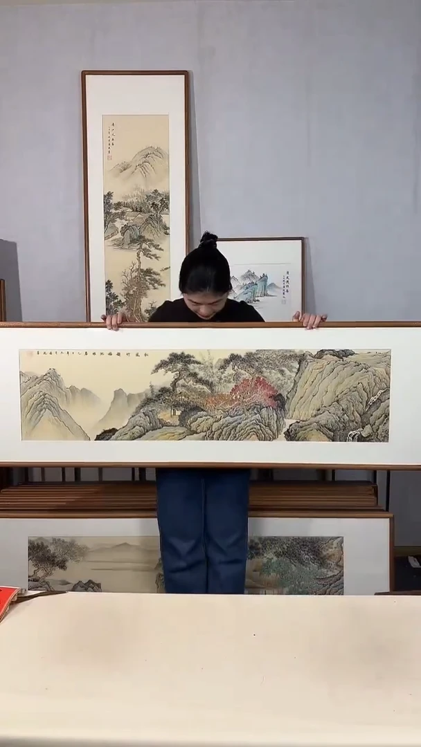 国画手绘*松风竹韵福地雅居*52*172cm带框发货