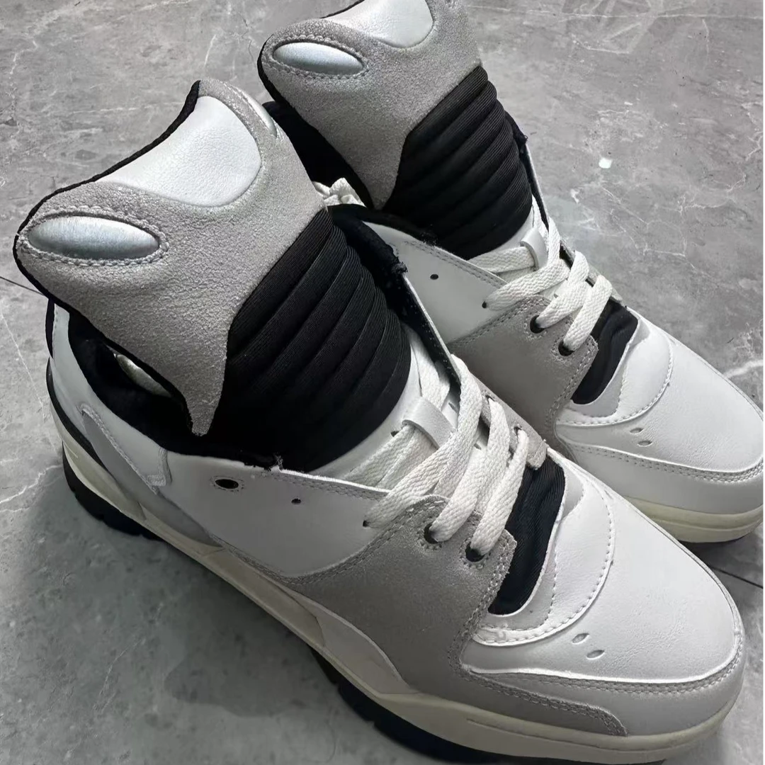 C家黑白拼色篮球板鞋厚底男鞋