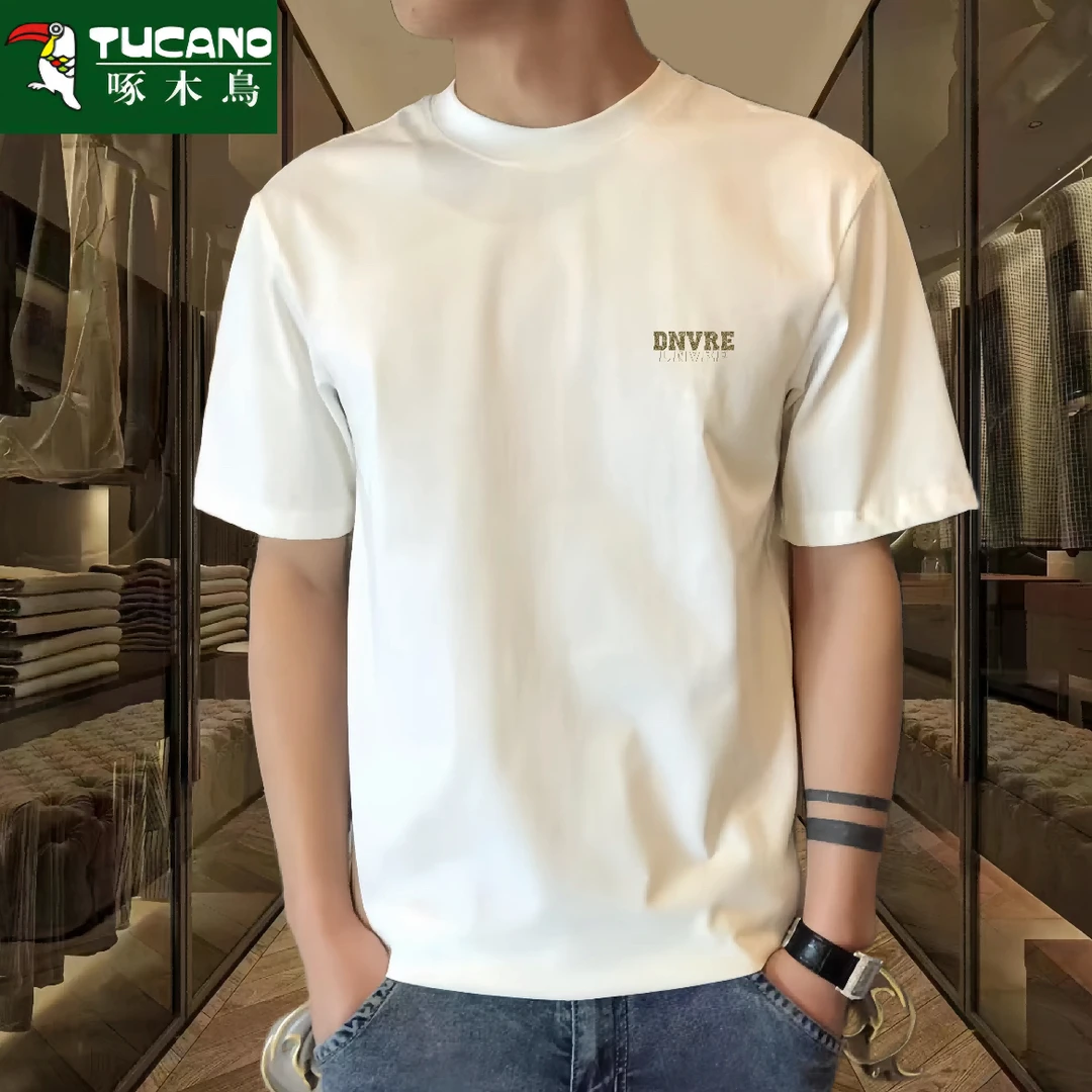 啄木鸟夏季纯棉男士男装短袖新款t恤潮流宽松衣服打底衫全棉T半袖