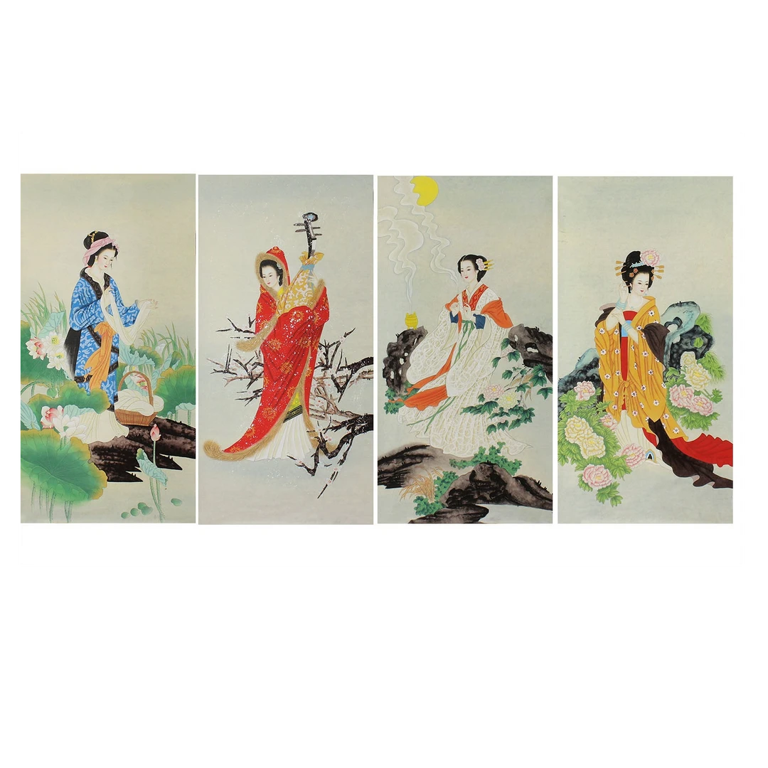 四尺纯手绘工笔国画侍女图古代四大美女人物画客厅茶室无框挂画