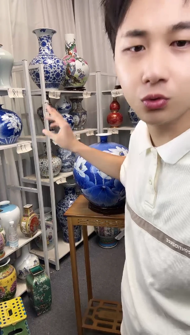 摆件景德镇王建锋荷花石榴大号带证书
