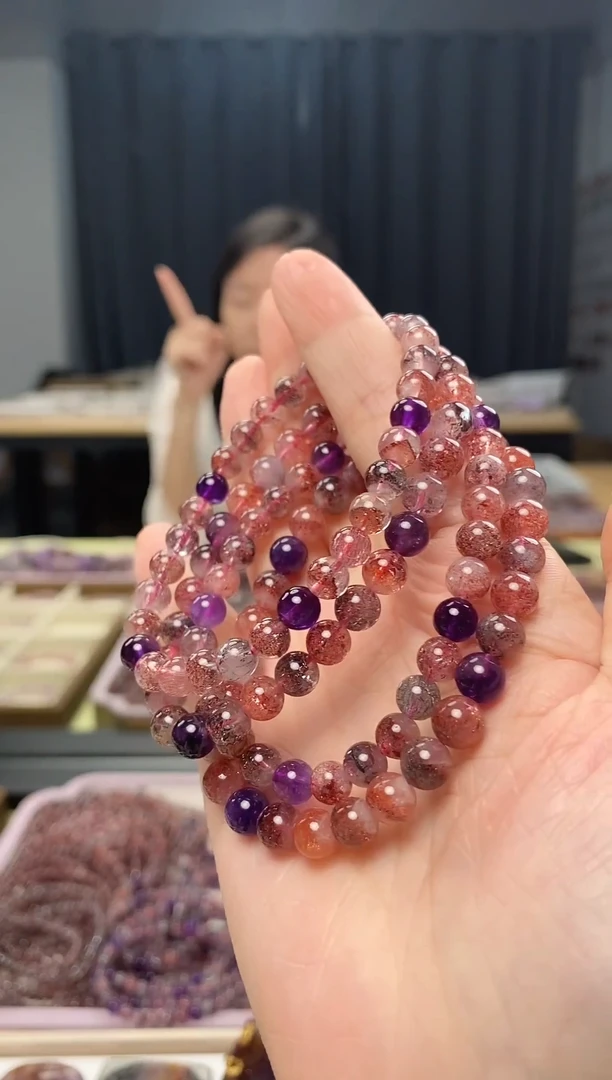 未镶嵌手串水晶超七黑加仑  多样性发一