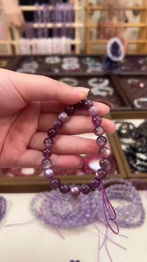 水晶手串未镶嵌紫锂云母