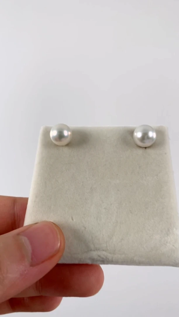 银S925镶嵌耳钉淡水珍珠珍珠耳钉