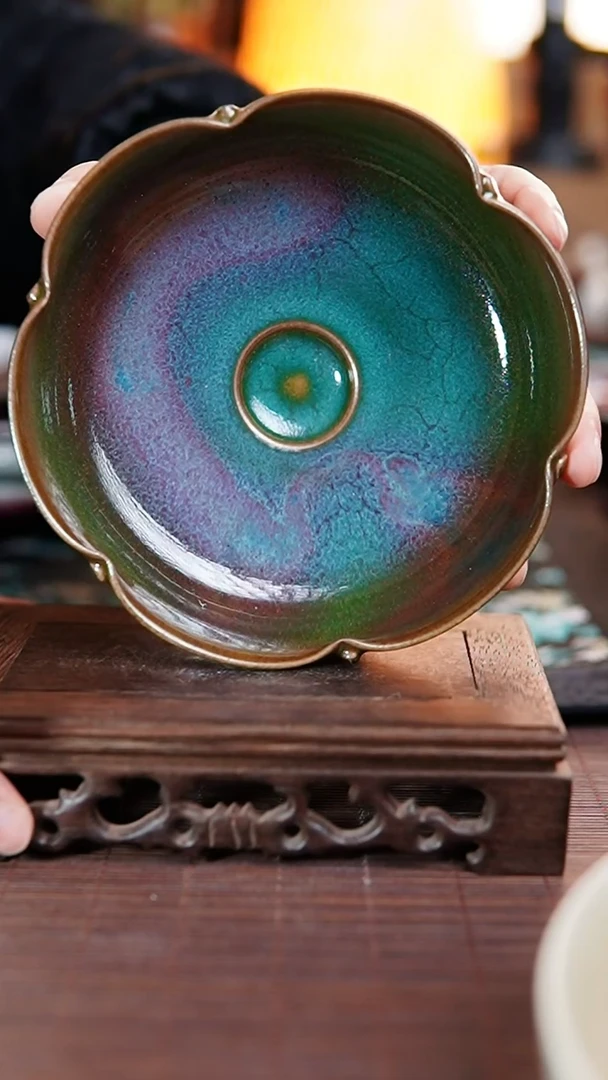 507花瓣壶承 仿古 青黛