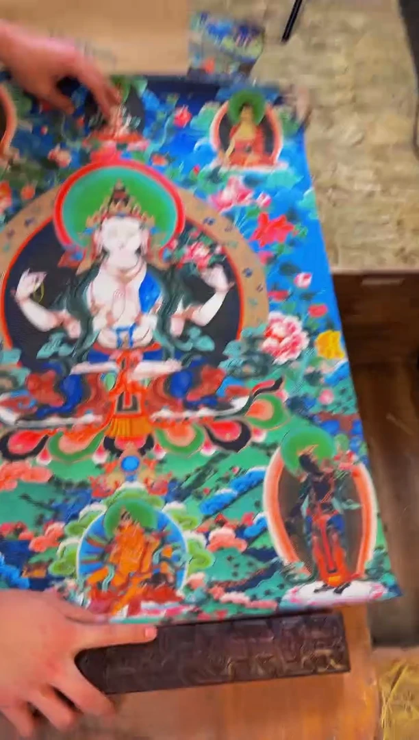 装裱画精品手绘唐卡链接--A136四臂观音