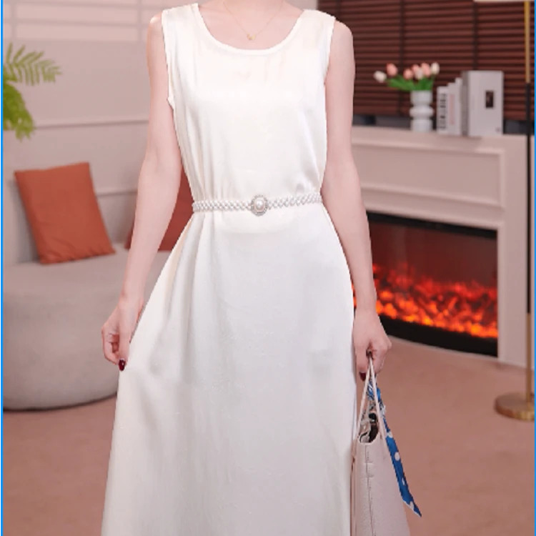 2025新款夏季背心连衣裙气质中长款无袖礼服裙子女高级感