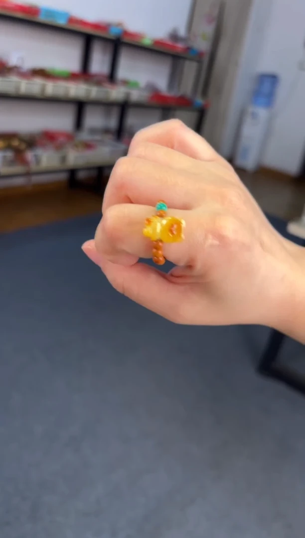 手链蜜蜡未镶嵌蜜蜡【小熊】戒指