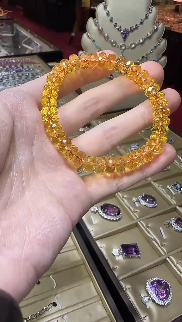 未镶嵌手串黄晶9mm切面高级款