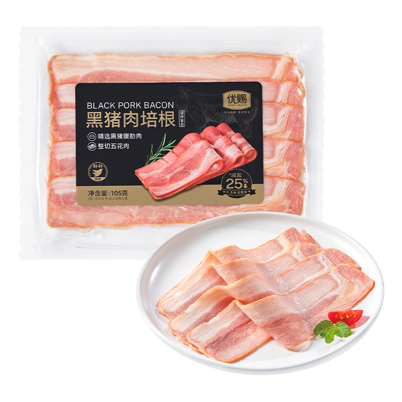 优赐0亚硝黑猪肉整切培根105g