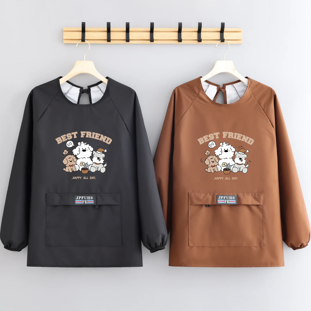 新款时尚定制泼水围裙防水家用餐饮厨房做饭工作服耐磨围腰罩衣