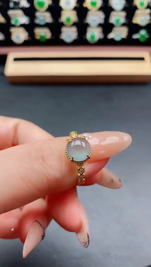 银S925镶嵌戒指翡翠1