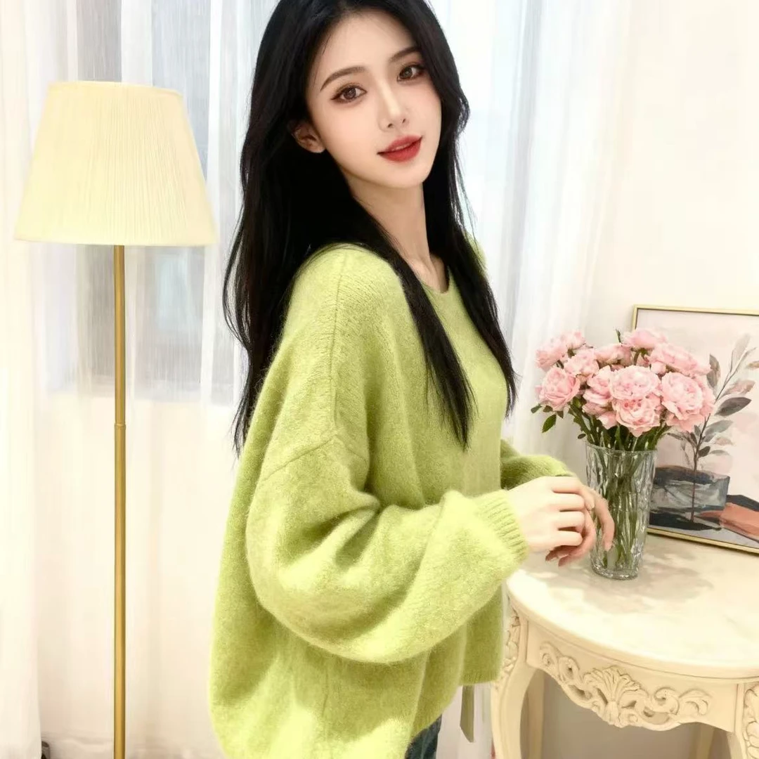 【ms2980】韩系穿搭奶fufu软糯套头毛衣女秋冬宽松外穿针织衫上衣