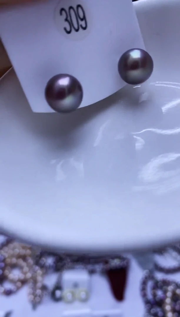 银S925镶嵌耳饰淡水珍珠309