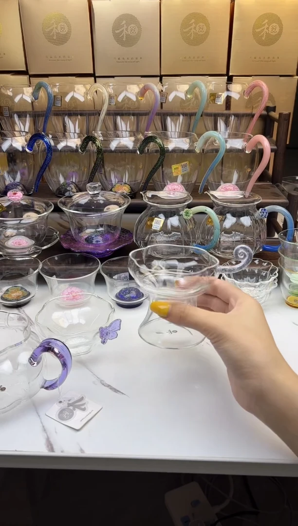 玻璃手工艺品禾器 予乐茶漏透紫金