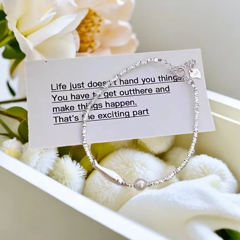 新款碎银子锦鲤小鱼珍珠手链女夏小众设计精致轻奢气质学生百搭手