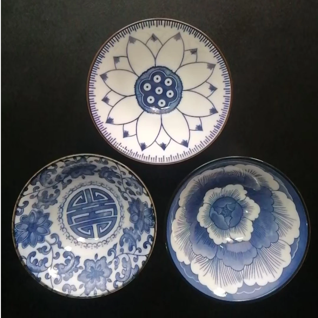 3个一组主人杯斗笠杯普洱杯青花釉下彩任选一只与客服备注