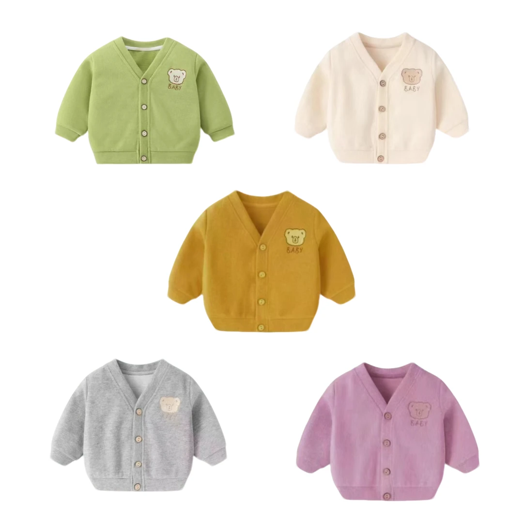 新款宝宝婴幼儿薄款可爱刺绣小熊韩版洋气开衫外套儿童婴儿针织