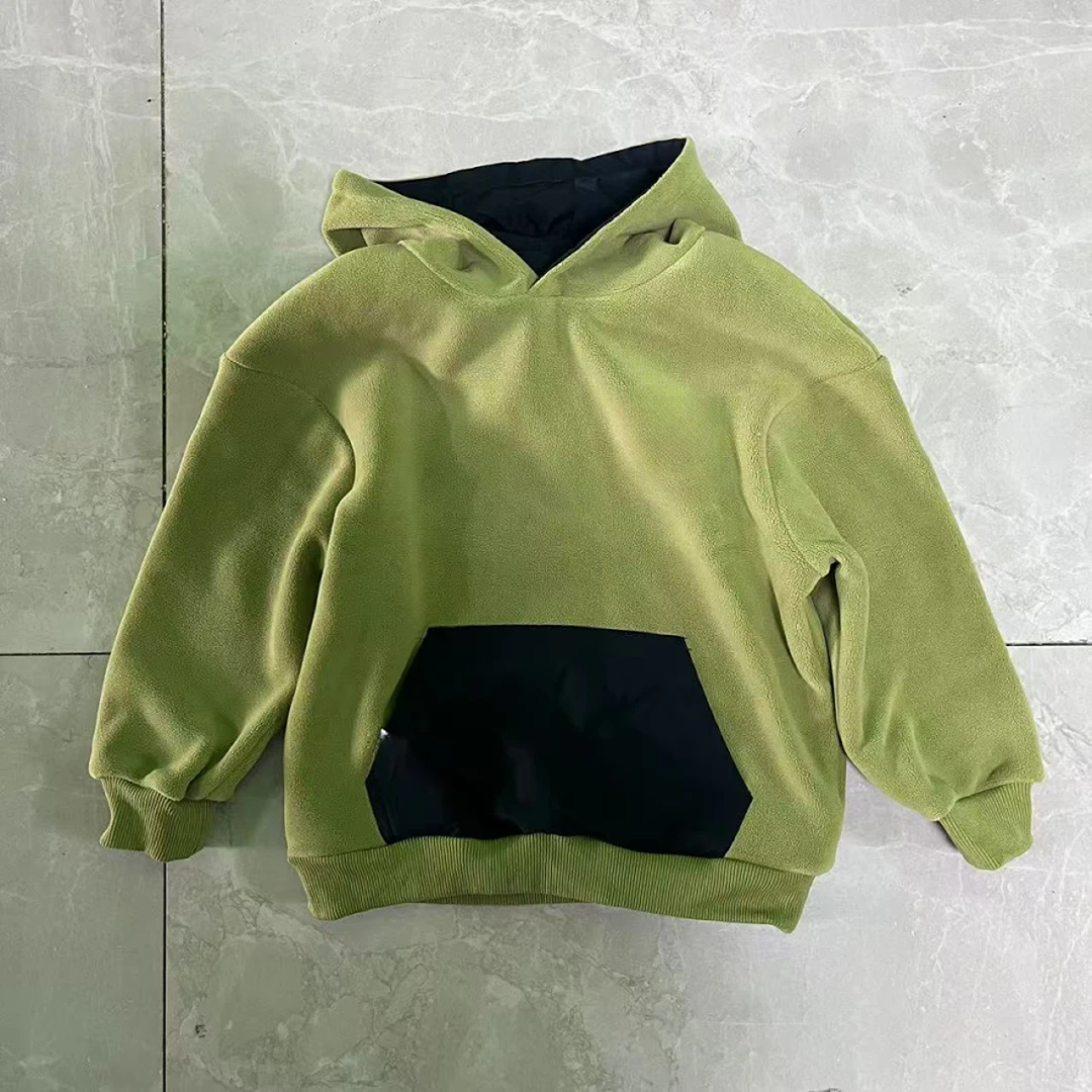 6丽子家 品牌 童装 儿童绿色撞色深蓝色卫衣