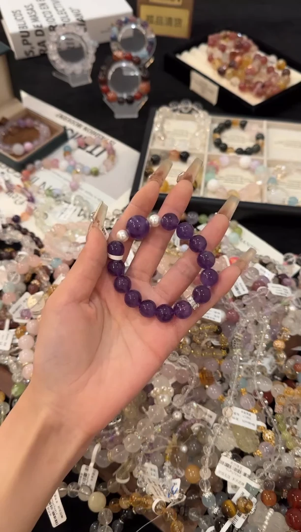 合金手链水晶紫水晶f1077